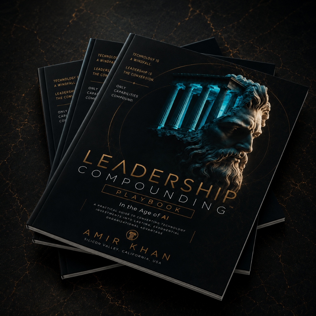 Leadership Compounding — Book Mockup on Marble
