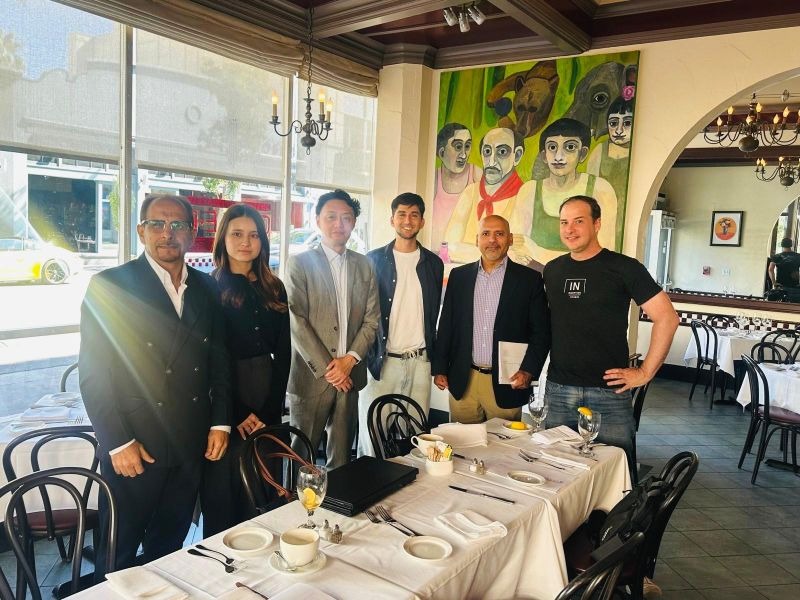 Amir Khan with Prof. Yutaka Matsuo, Dr. Zafar Shahid, and Amil Khanzada in Palo Alto, Silicon Valley