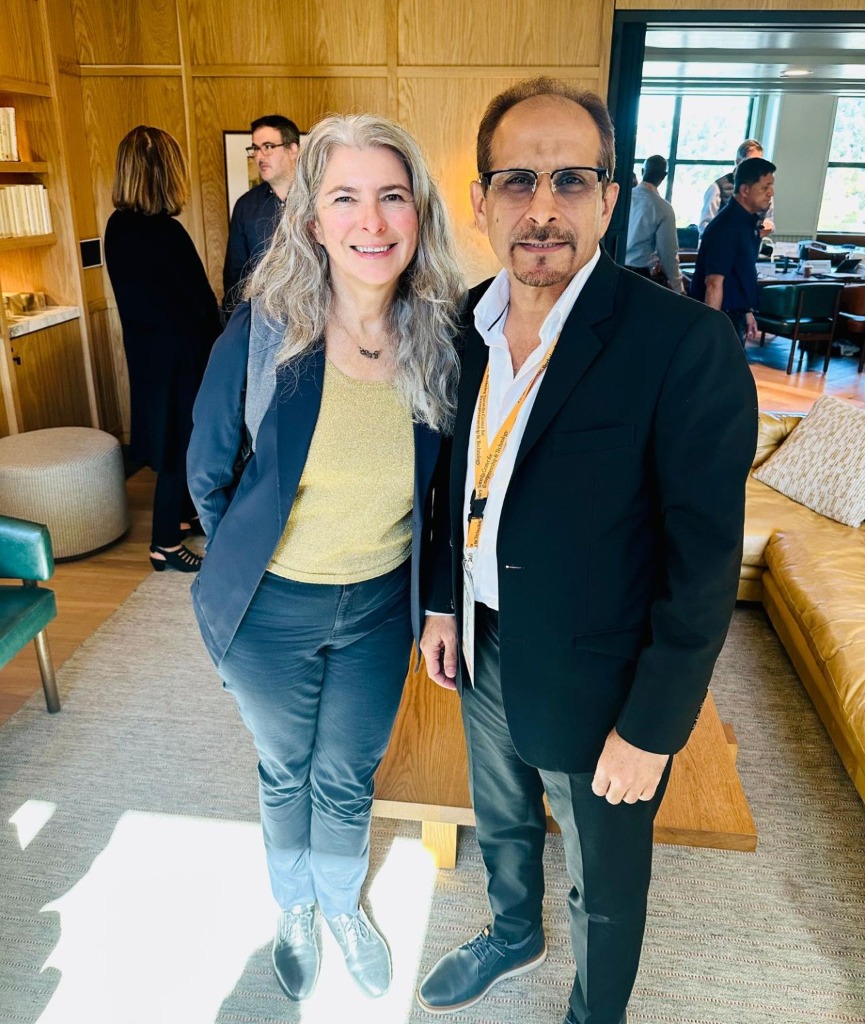 Amir Khan with Professor Deirdre K. Mulligan at Anchor House, UC Berkeley